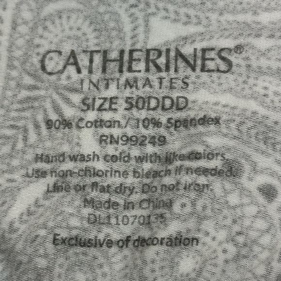 Catherine’s Intimates No Wire BlackWhite Paisley Print Cotton Comfort NWT 50DDD - Picture 12 of 12